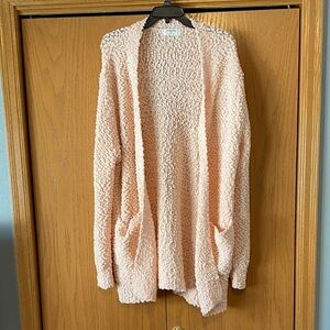 Zenana Light Coral Popcorn Cardigan